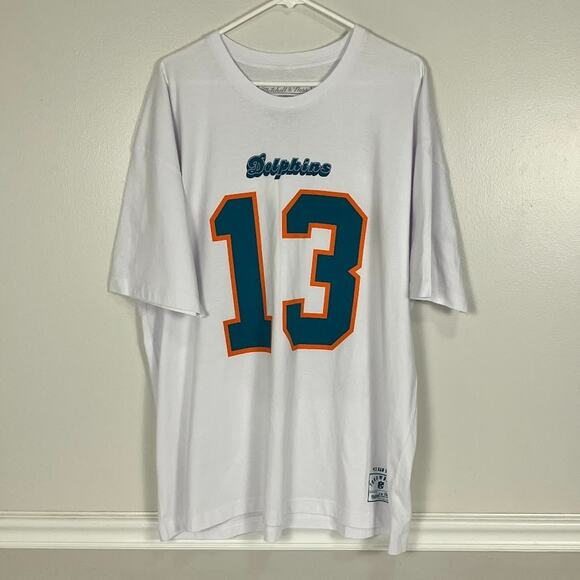 Mitchell & Ness Men XXL NFL Miami Dolphins Dan Marino #13 Throwback T-Shirt SS - Picture 1 of 7